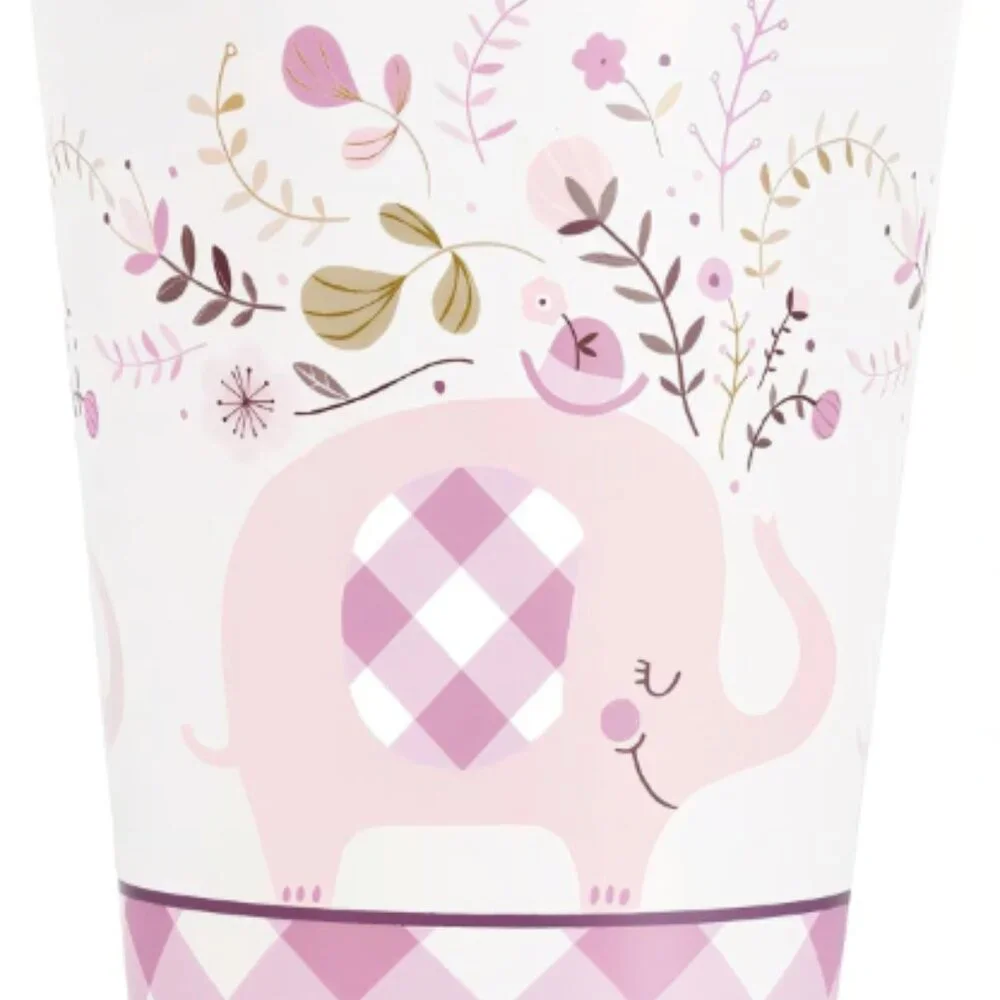Unique Pink Paper Floral Elephant Paper Cups Party Supplies 8 Count